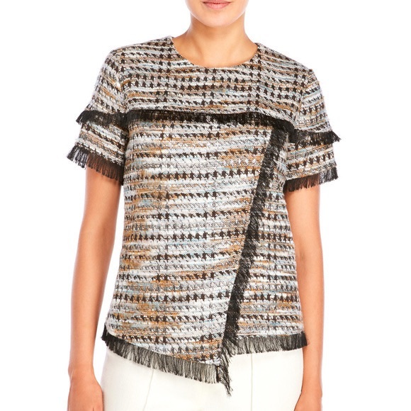 RAOUL Ellery Fringe Tweed Top - Picture 1 of 5